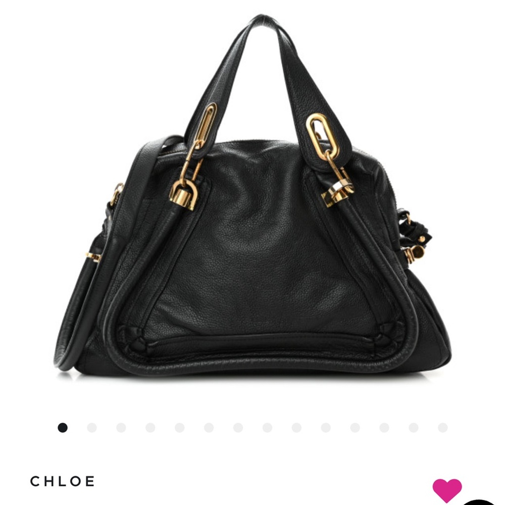 Chloe Calfskin Medium Paraty, Black/Gold
